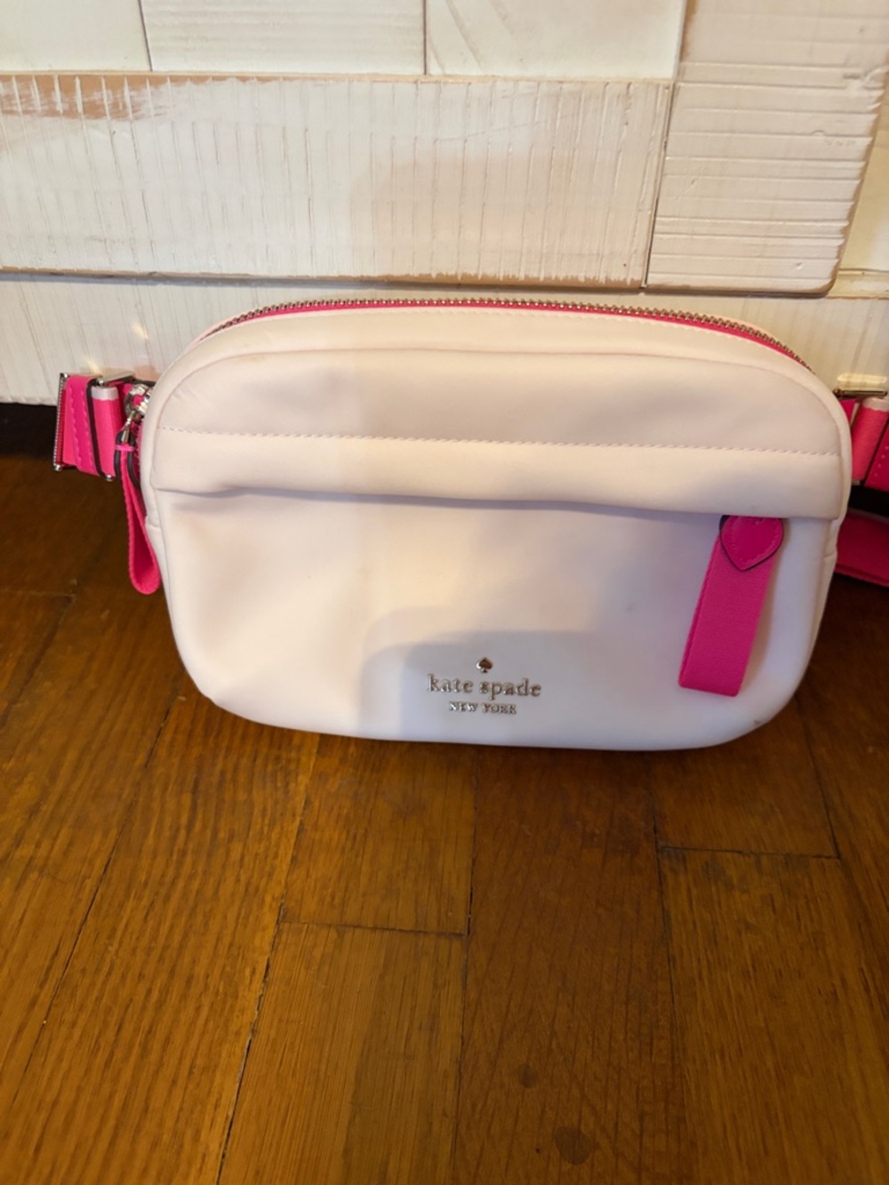 kate spade White and Hot Pink Crossbody Bag